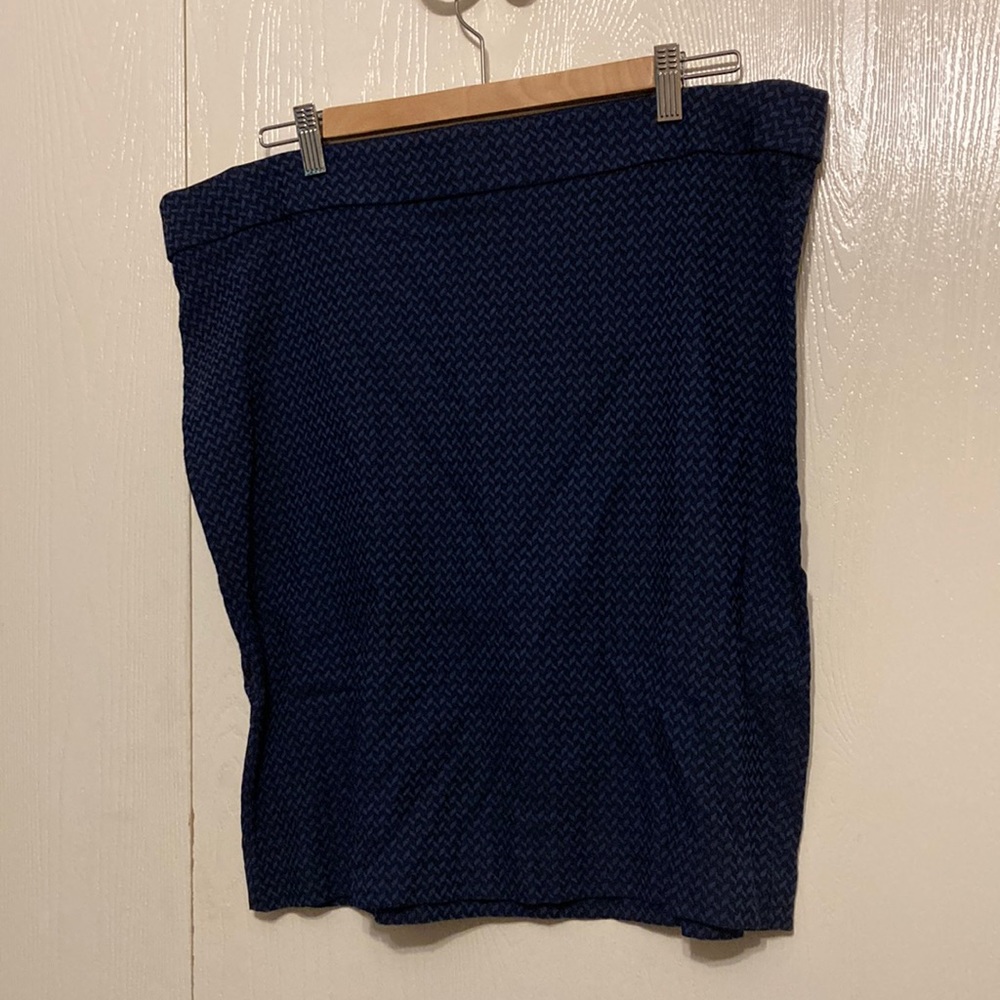 Elle blue black herringbone pencil skirt XXL